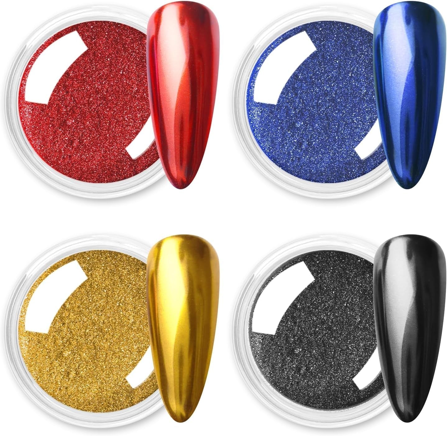 Chrom Nagel Pulver 4 Kleuren Iriserendes Aurora Pulver Metallic Spiegeleffect Pigment Parelmoer Meerjungfrau Glitter Einhorn Glitter voor Gel Polish Nail Art Decoratie-Purpurgrüner Jadeit