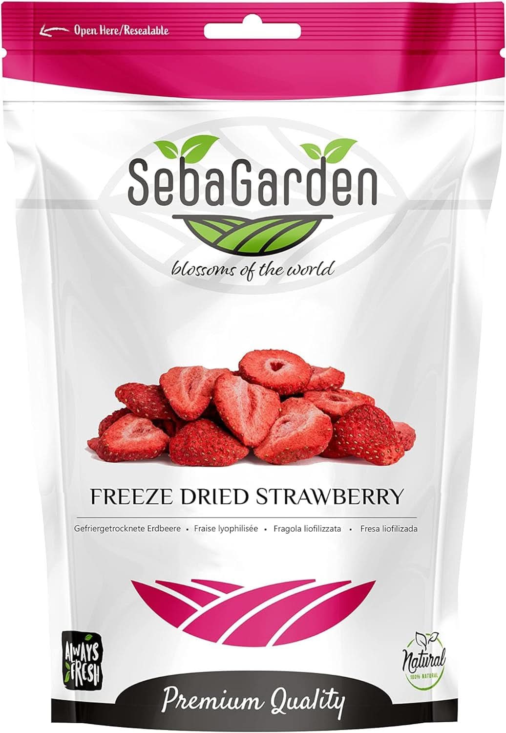 Seba Garden Premium Gedehydrateerde Heerlijke Mediterrane Aardbeien Niet-GMO & Veganistisch Naty Shop Gedehydrateerde Producten 100 G