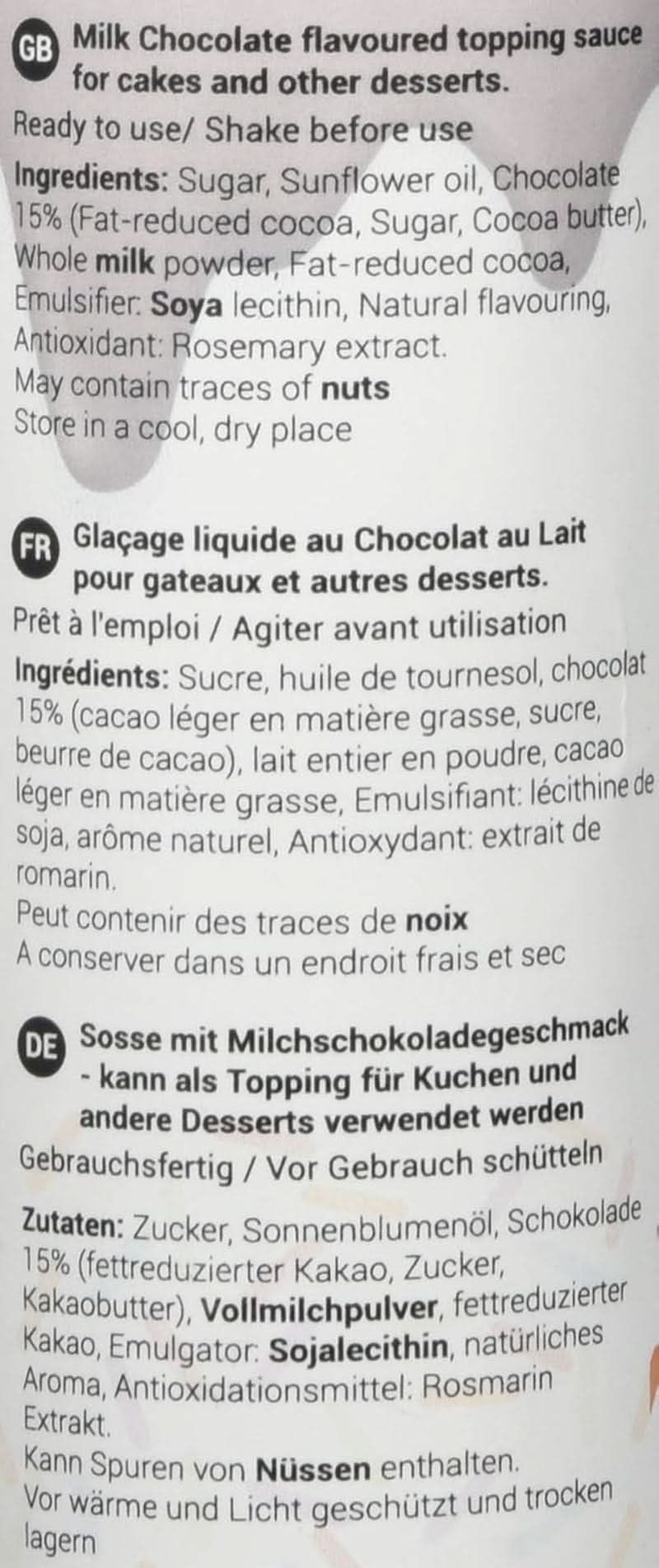 Saus met melkchocoladesmaak, 150 gram Glazes en Decor Naty Shop
