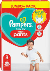 Pampers Baby-Dry luiers, maat 8, 43 luiers, vanaf 19 kg, Jumbo+ pak