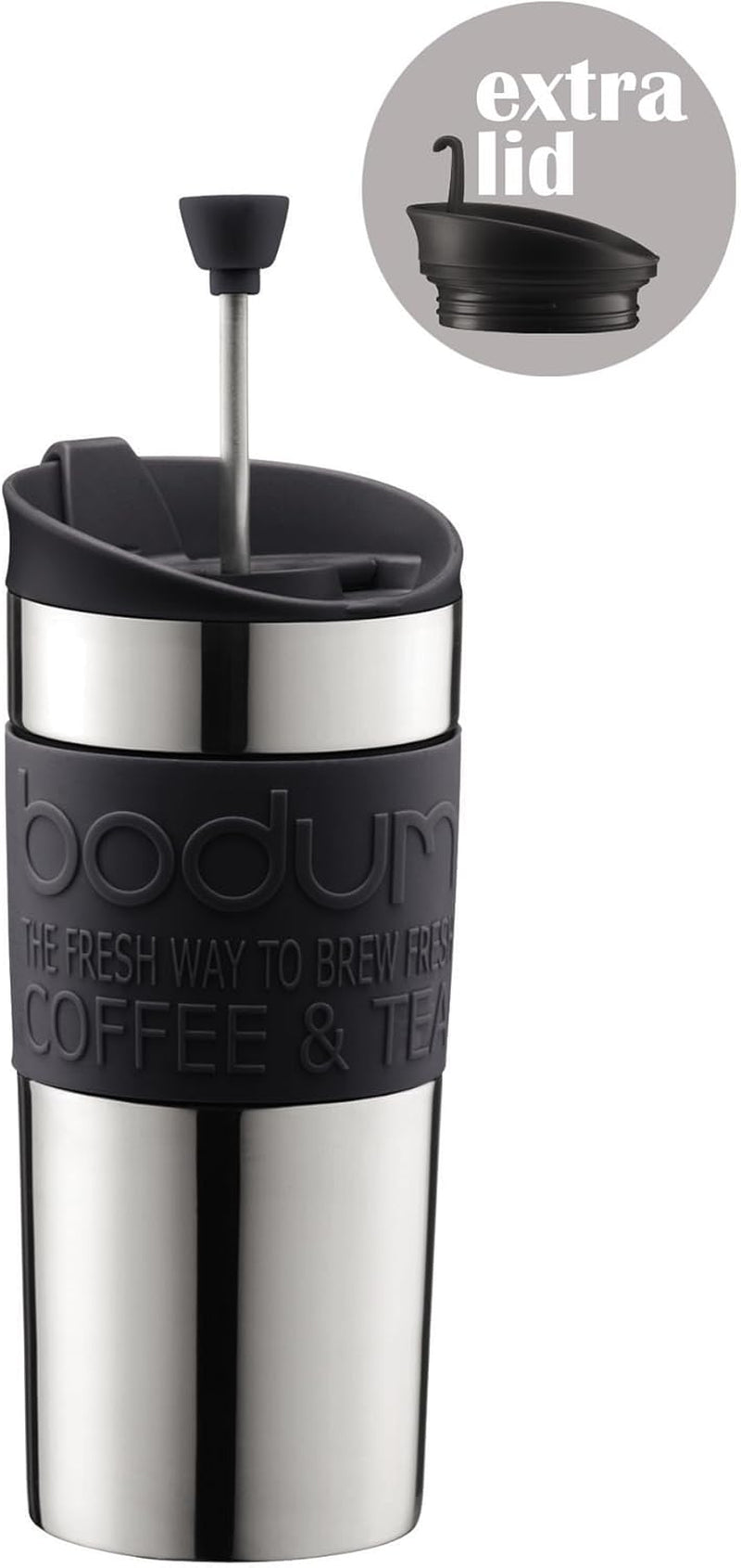 Bodum K11067-01 Reispers roestvrij staal zwart koffiezetapparaat met vervangend deksel 350 ml