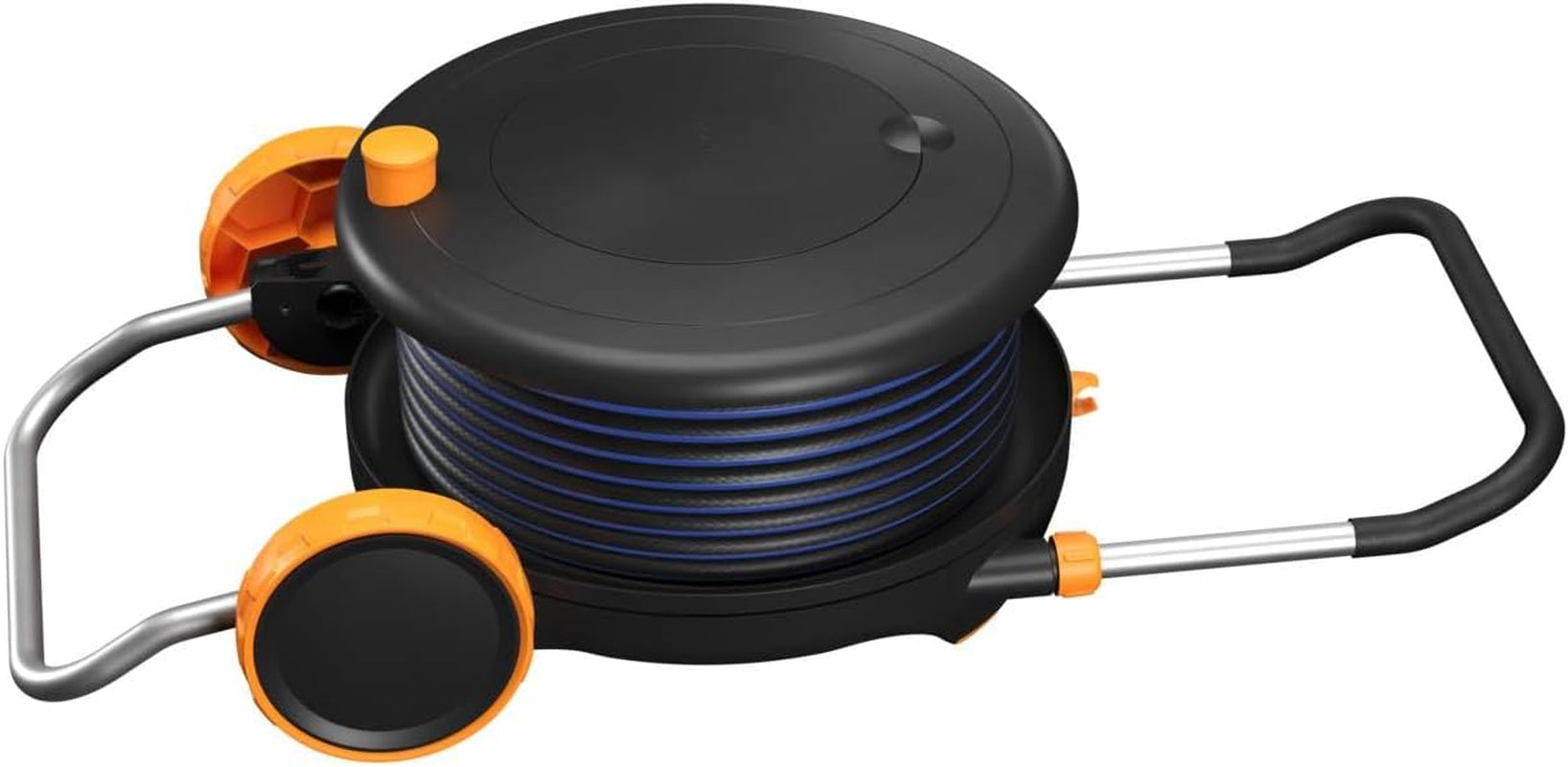 Fiskars Comfort L waterrad met wielen, all-inclusive bewateringsset, totaal bereik van 31,5 m, automatisch oprollen, universele tuinslang (Ø 13 mm), universele kraanaansluiting, 1071670