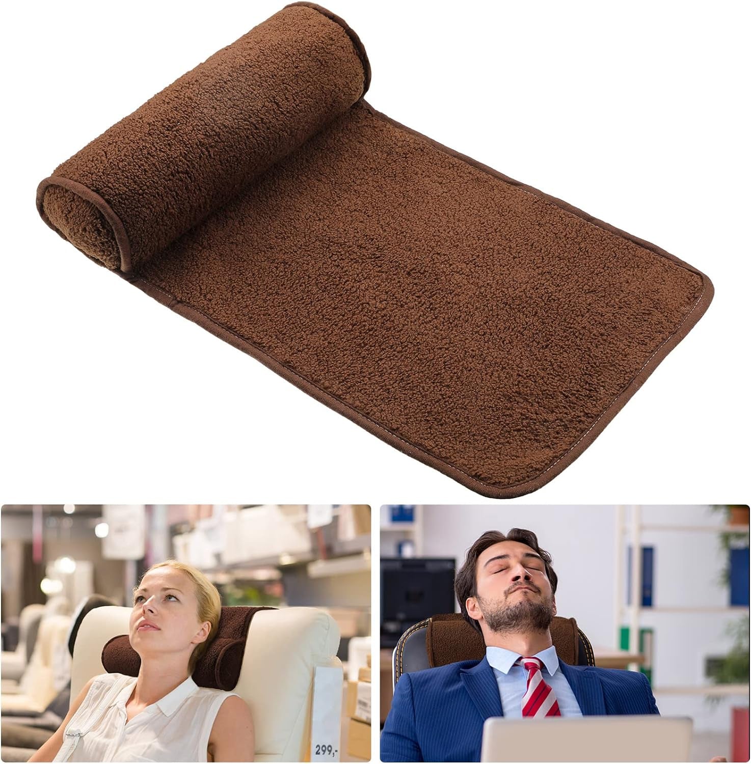 Chaise Lounge Nekkussen Hoofdkussen Pluche Verstelbaar Kussen Nekrol Antislip Fleece Sofa Nek Hoofdsteun Kussen voor Reizen Thuis Chaise Lounge Sofa Fauteuil (Zwart)