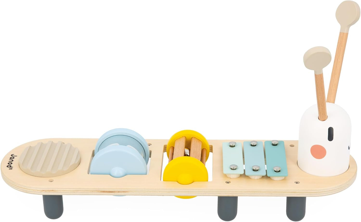 Janod - Sweet Cocoon muzikale nummers - 5 muzikale activiteiten voor kinderen - Vroege muzikale educatie - FSC houten speelgoed - Vanaf 12 maanden, J04058 Baby Toys Naty Shop