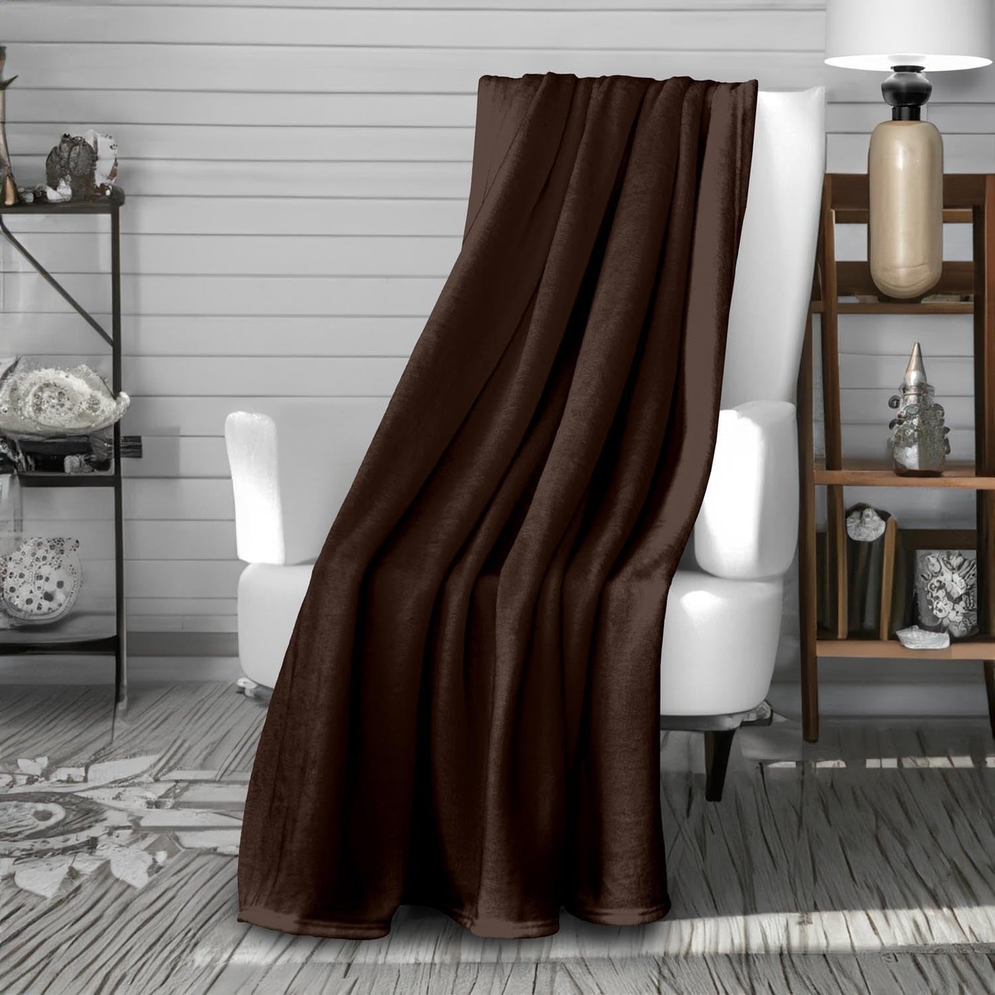 Soleil D'Ocre, flanellen deken, 220 X 240 Cm, Calin, bruin Dekbedden en dekbedden Naty Shop
