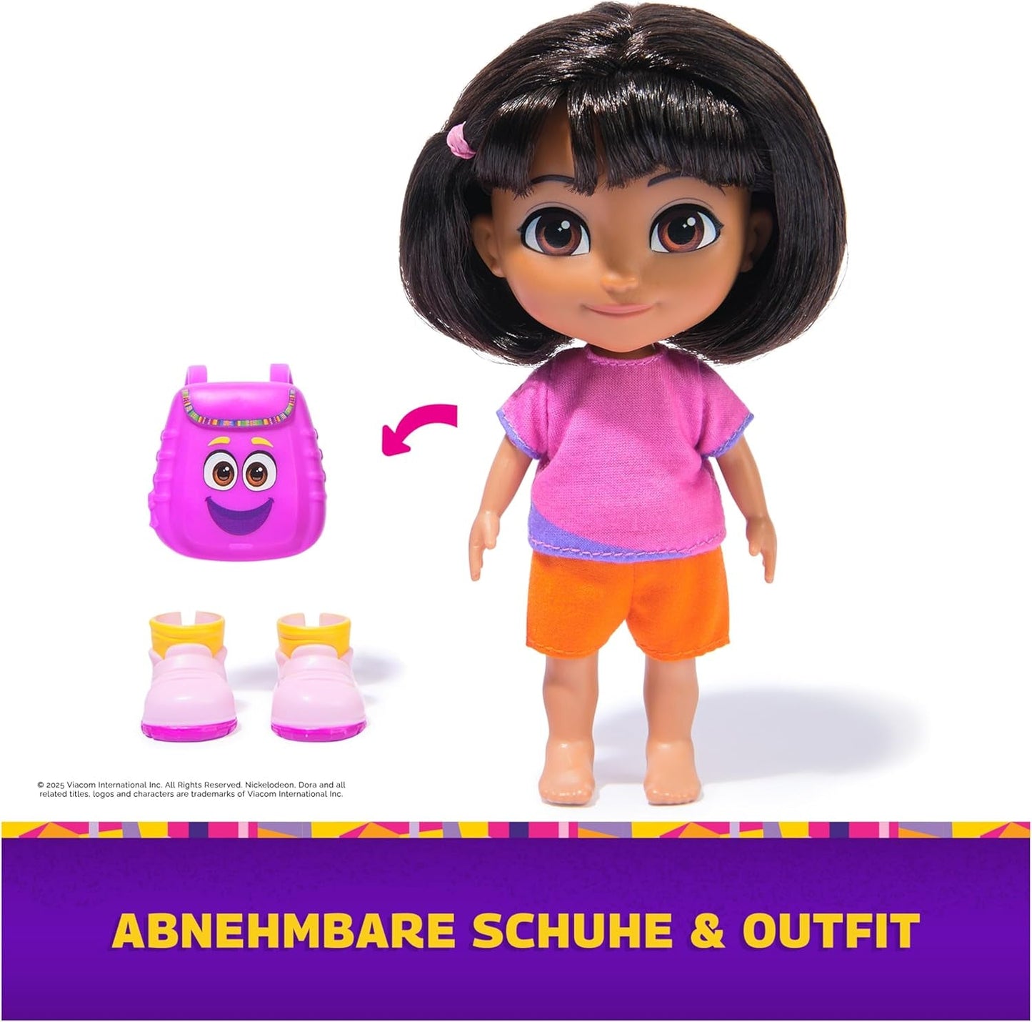 DORA - Beste Vriend Pop - Maat 22 cm, met kambaar haar, schooltas en apenlaarzen, bekend uit de populaire tv-serie, voor kinderen vanaf 3 jaar