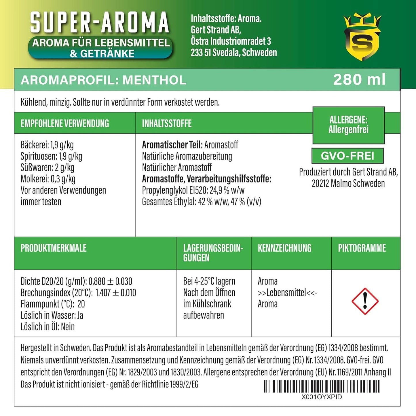 Mentholconcentraat 280 ml Arome Naty Shop