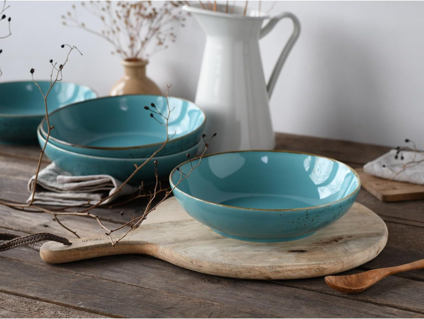 Creatable, 21683, Serie Nature Collection Water, 4-delige set voor 4 personen, Poke Bowl uit Steinzeug, spülmaschinen- en microwellengeeignet, Qualitätsproductie