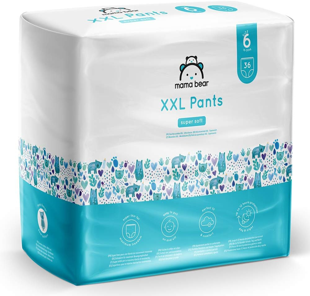 Amazon-merk: Mama Bear Pull-Up XXL-luiers, maat 6 (18-30 kg), 72 stuks (2 verpakkingen van 36)