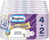 Regina Feeling - 42 rollen toiletpapier, 175 vellen met drie lagen, natuurlijk katoenextract en delicate geur, 60% gerecyclede plastic verpakking, 100% Fsc-gecertificeerd papier