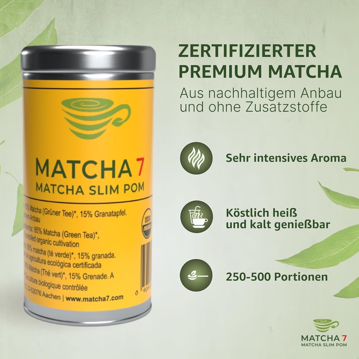 ® Ceremonial Matcha Powder X Granaatappel 100G [Ondersteunt gewichtsverlies en stofwisseling] - Groene thee voor een actieve en gezonde levensstijl - Groene thee zonder toevoegingen (puur en natuurlijk)