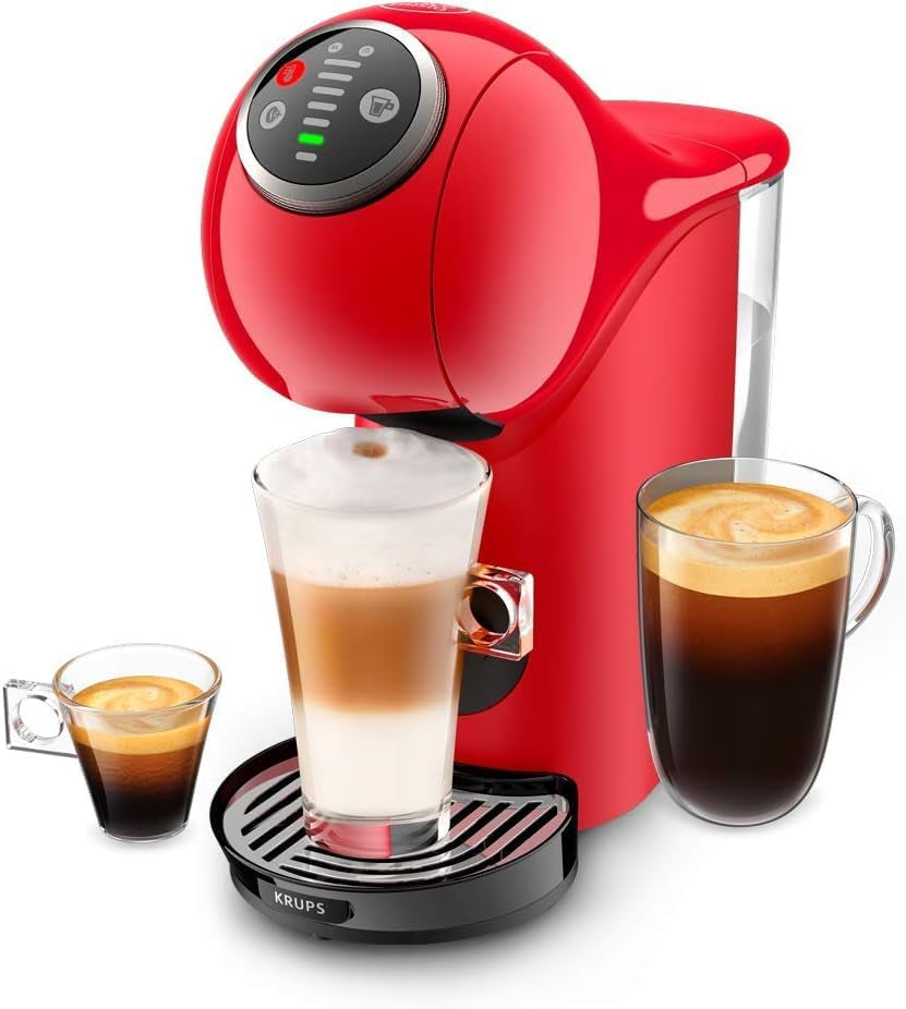NESCAFÉ DOLCE GUSTO Krups KP3405 Genio S Plus Capsulemachine | Espresso Boost, 15 bar pompdruk | Watertank van 0,8 liter | 1500 Watt | Kleur Rood met Latte Macchiato