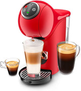 Krups KP3405 NESCAFÉ Dolce Gusto Genio S Plus capsulemachine, espressoboost, temperatuurkeuze, warme en koude dranken, 15 bar pompdruk, watertank van 0,8 liter, 1500 watt, kleur rood met café au lait