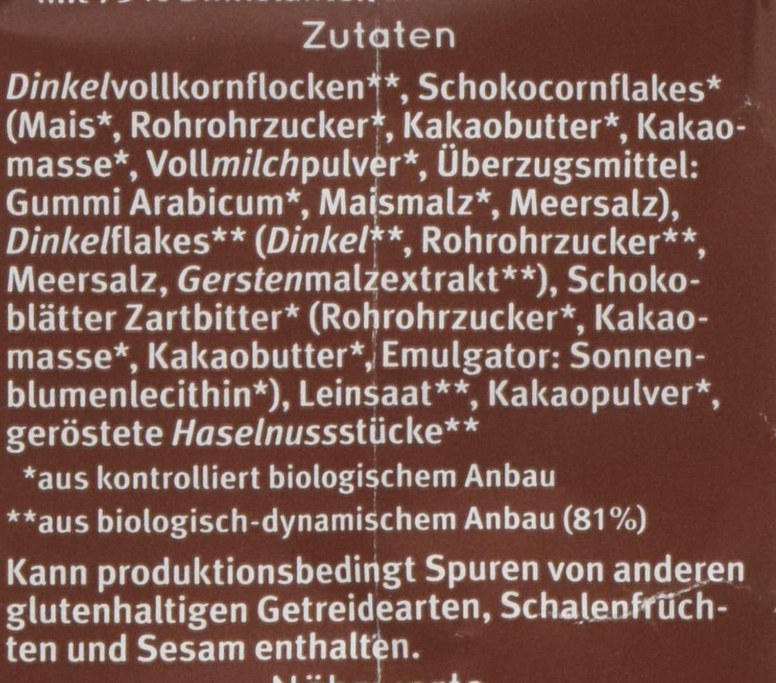 Bauck HOF Dinkelmüsli Schokozart, 425G (1Er-pakket) Granen Naty Shop