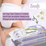 Millis Bamboo Baby Sensitive vochtige doekjes voor de gevoelige babyhuid - 5 x 60 stuks - Natuurlijke, zachte en duurzame reiniging - Biologisch afbreekbare babydoekjes, plasticvrij en alcoholvrij