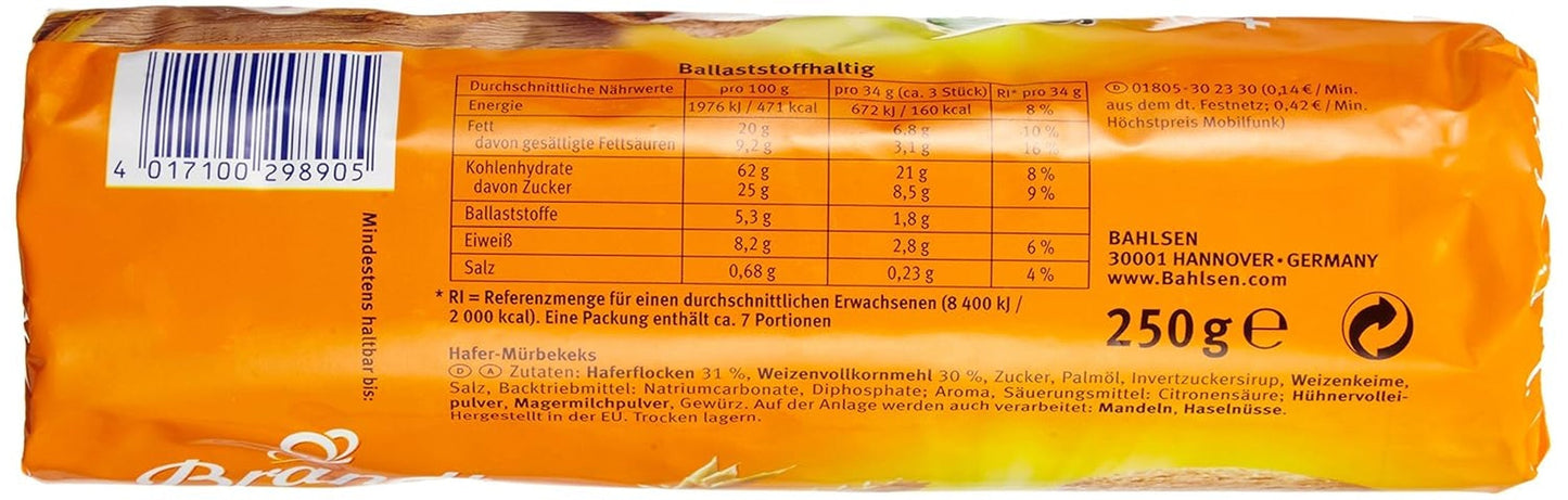 Bahlsen Hobbits Crunchy - Pak van 18 - Opbergdoos - Vezelrijke havermout volkoren koekjes (18 x 250 g)