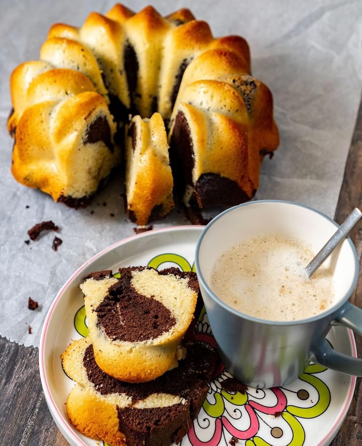 RUF Marmorkuchen, Backmischung Für Einen Kuchen Mit Marmormuster, Hellerteig Mit Kakaomischung, Extra Saftig en Locker, Veganistische varianten Möglich Naty Shop