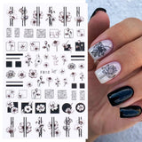 JMEOWIO Nagelsticker Frühling Blumen 10 Blätter Nagelaufkleber Selbstklebend Nail Art Decoratie Nageldesign Zubehör Für Frauen Mädchen