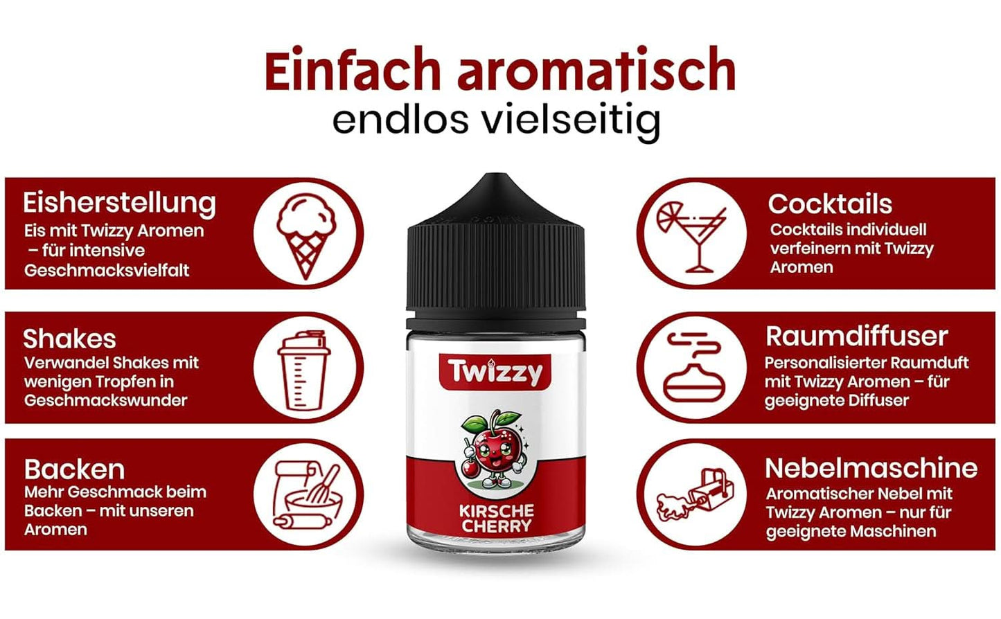 Twizzy Kersenvoedselsmaak - 60 ml - Intense smaak - Ideaal voor het bakken van Aroma's Naty Shop