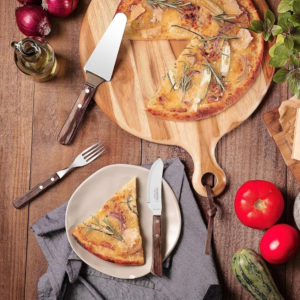 Tramontina PIZZA Besteck, 8-delige set, voor 4 personen, Rostfreier Edelstahl, Fsc-Zertifizierte Holzgriffe, Spülmaschinenfest Kitchen Naty Shop
