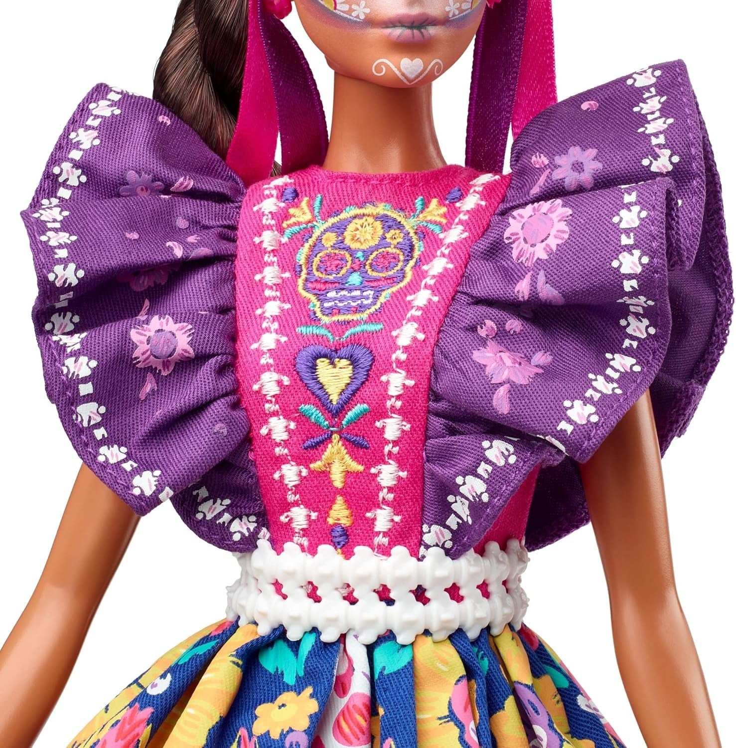 2022 Día De Muertos Barbiepop met gegolfde traditionele jurk, bloemenkrans en Calavera-gezichtsverf, cadeau voor verzamelaars