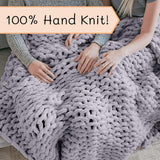 Grof gebreide deken, plaid, 100% handgebreid met jumbo chenillegaren (127 X 152,4 Cm, lilagrijs) Bedden en dekens Adyrescia