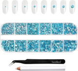 Beadsland 2500 stuks glas Nailart Strasssteine ​​Kristall Flatback Edelsteine ​​Runde, voor handwerk Gemischt 8 Größen SS4 ~ SS30 Mit Picking Pinzette en Stift (Kristall Weiss)