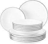 Seltmann Weiden - Lido Black Line - 36-delig servies - porselein (waaronder 6 koffiemokken)
