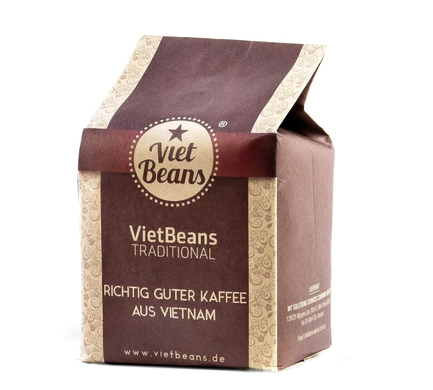 VietBeans Traditional – Ganze Kaffeebohnen – Traditionelle Trommelröstung - Hochwertiger vietnameesischer Kaffee – Geeignet für Fullyautomaten - 250g