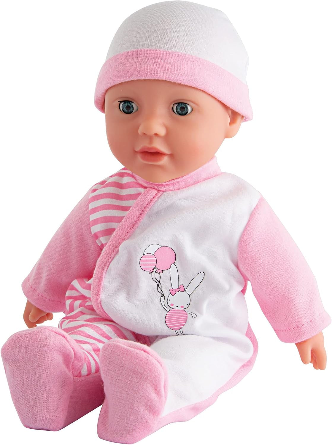 Simba 105140020 - My Love Baby Talk zachte lichaamspop met slaperige ogen in schattige jurk maakt 24 babygeluiden 30 cm babypop vanaf 2 jaar wit roze Naty Shop-poppen