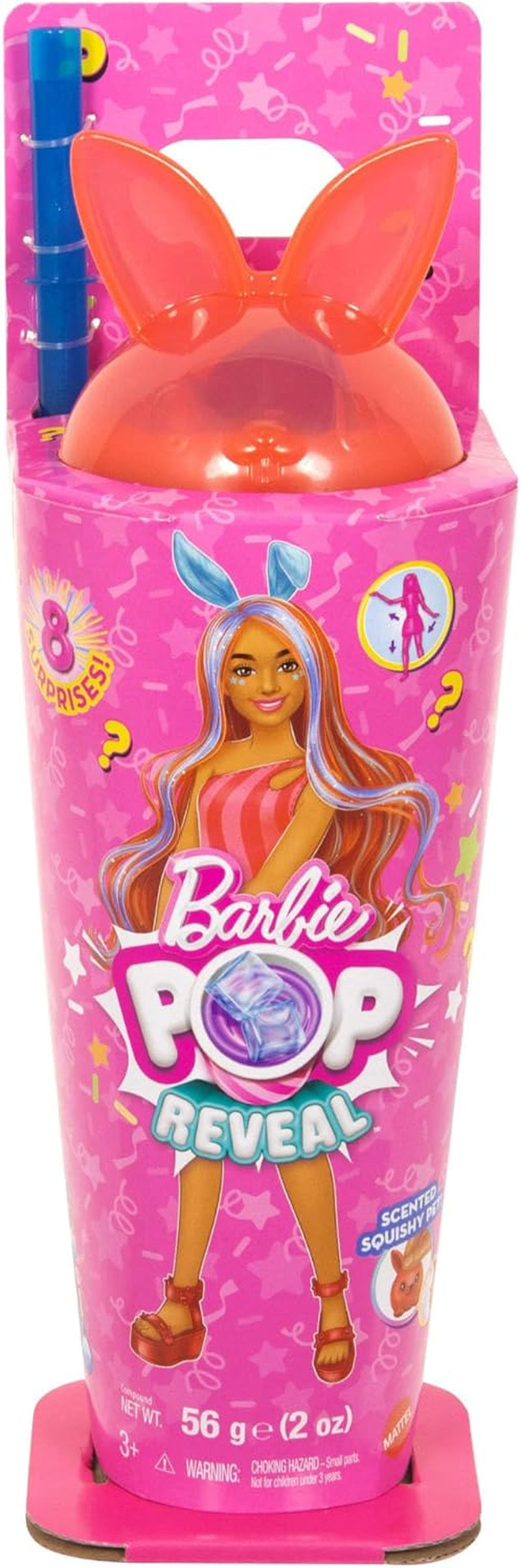 Barbie Pop Onthullingspop en accessoireset Shakes-serie Leuk geurend katje Modepop en huisdier met 8 verrassingen, waaronder van kleur veranderende JCN87