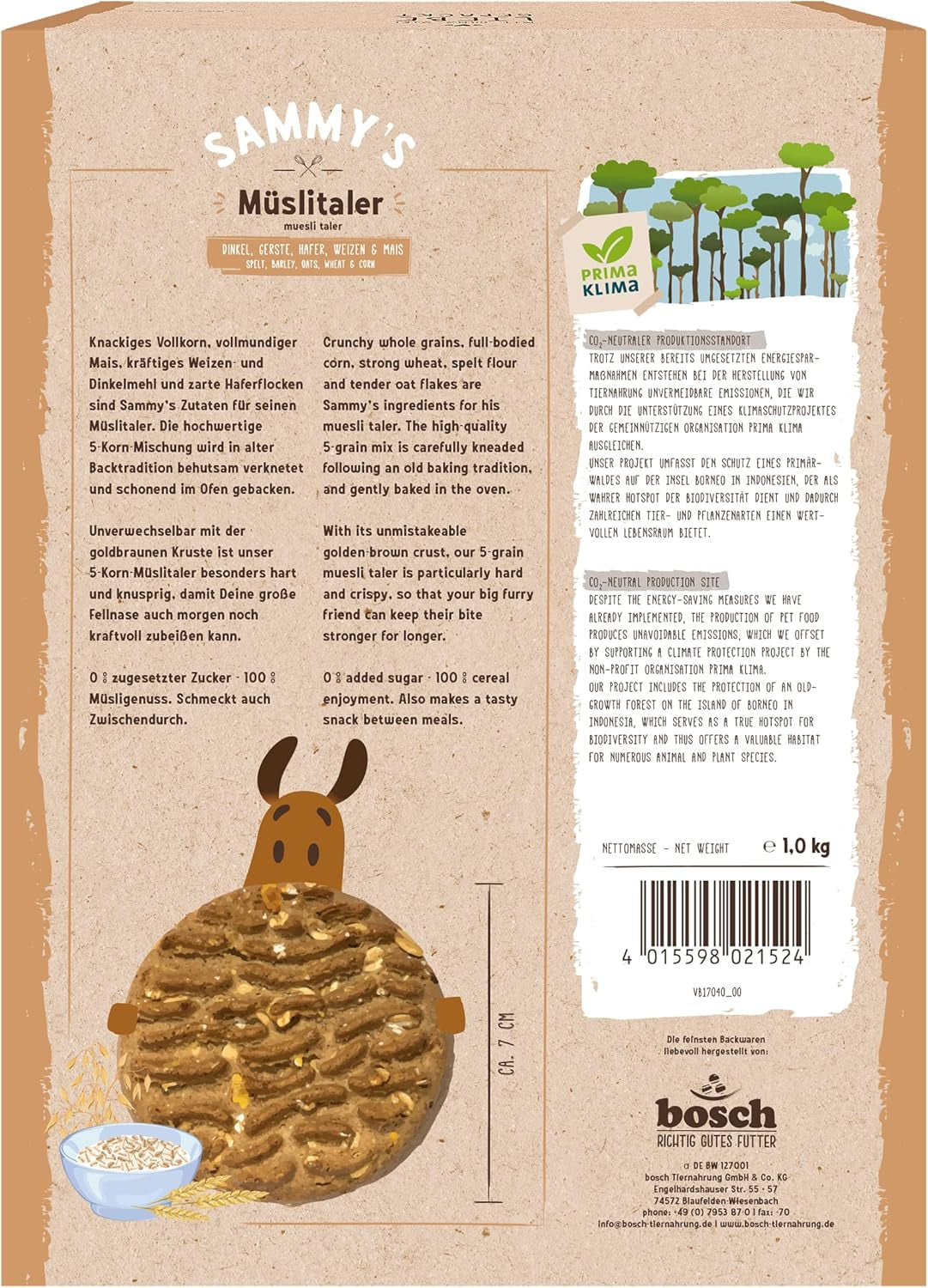 Sammy´S Müslitaler | Knusprig Gebackene Hundesnacks | 5-Korn-Müslitaler voor Deine Große Fellnase (Ab 30 Kg) | 1 kg ontbijtgranen Naty Shop