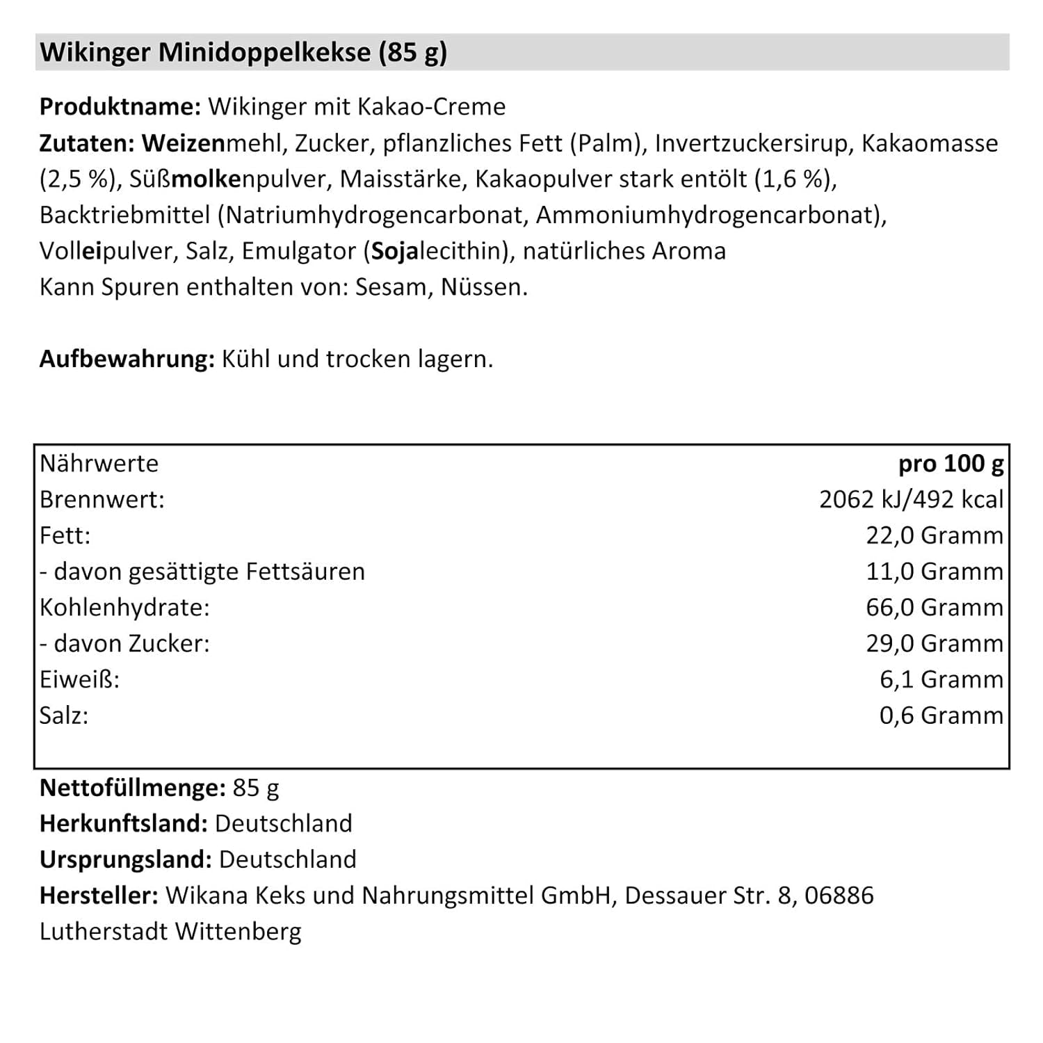 Viking met cacaoroom, 85 g