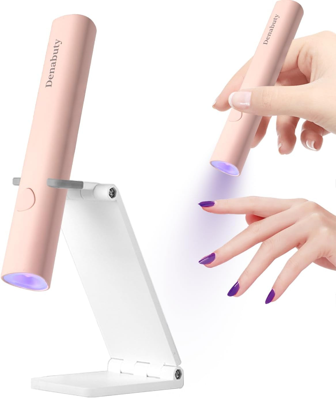 Denabuty UV-lamp voor gelnagellak, mini UV-LED-lamp voor nagelvervanging met standaard Tragbare kleine UV-nagellamp voor gelnagellak, voor Aushärten Von Nagelkleber & nageltips wit