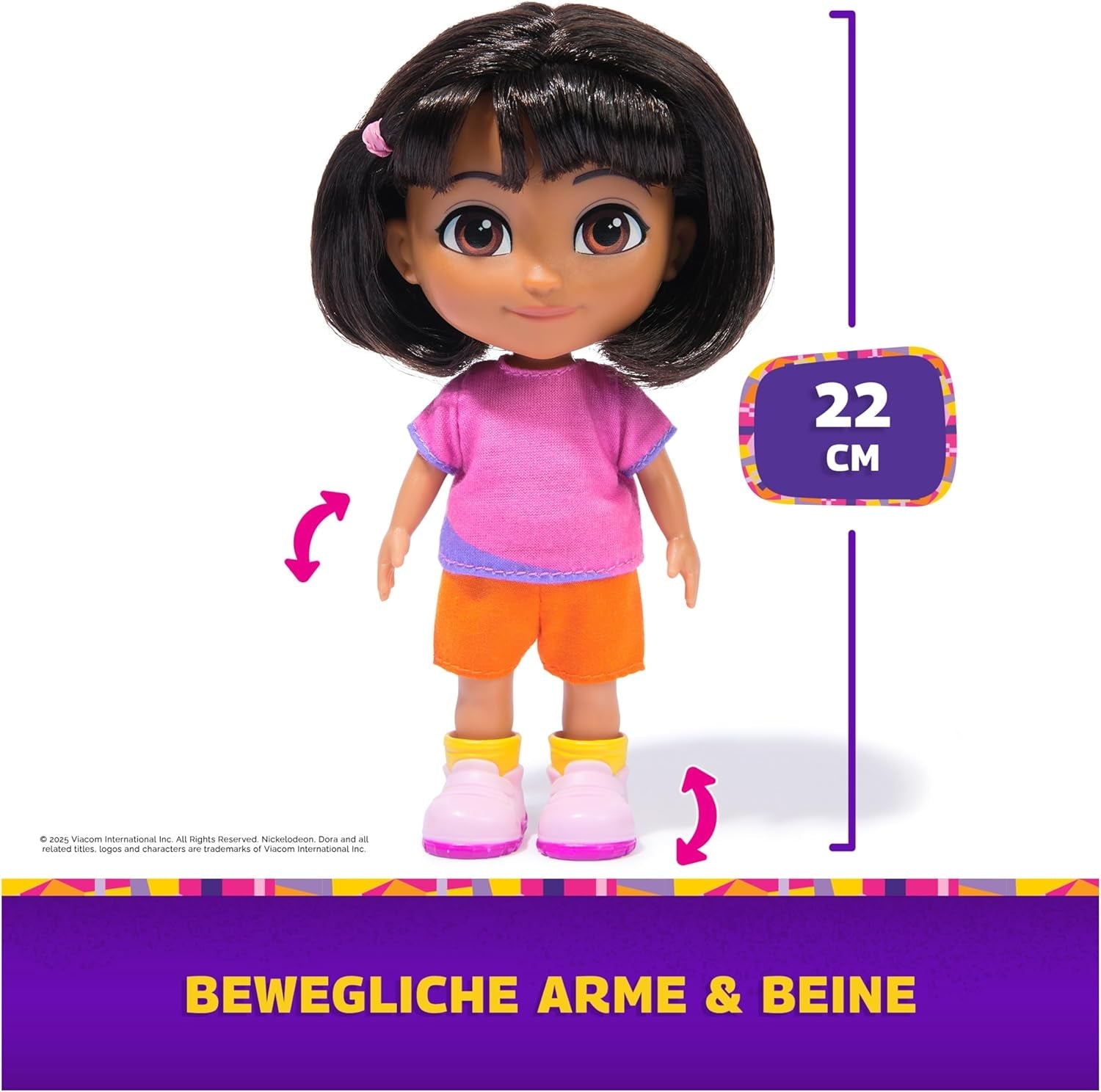 DORA - Beste Vriend Pop - Maat 22 cm, met kambaar haar, schooltas en apenlaarzen, bekend uit de populaire tv-serie, voor kinderen vanaf 3 jaar