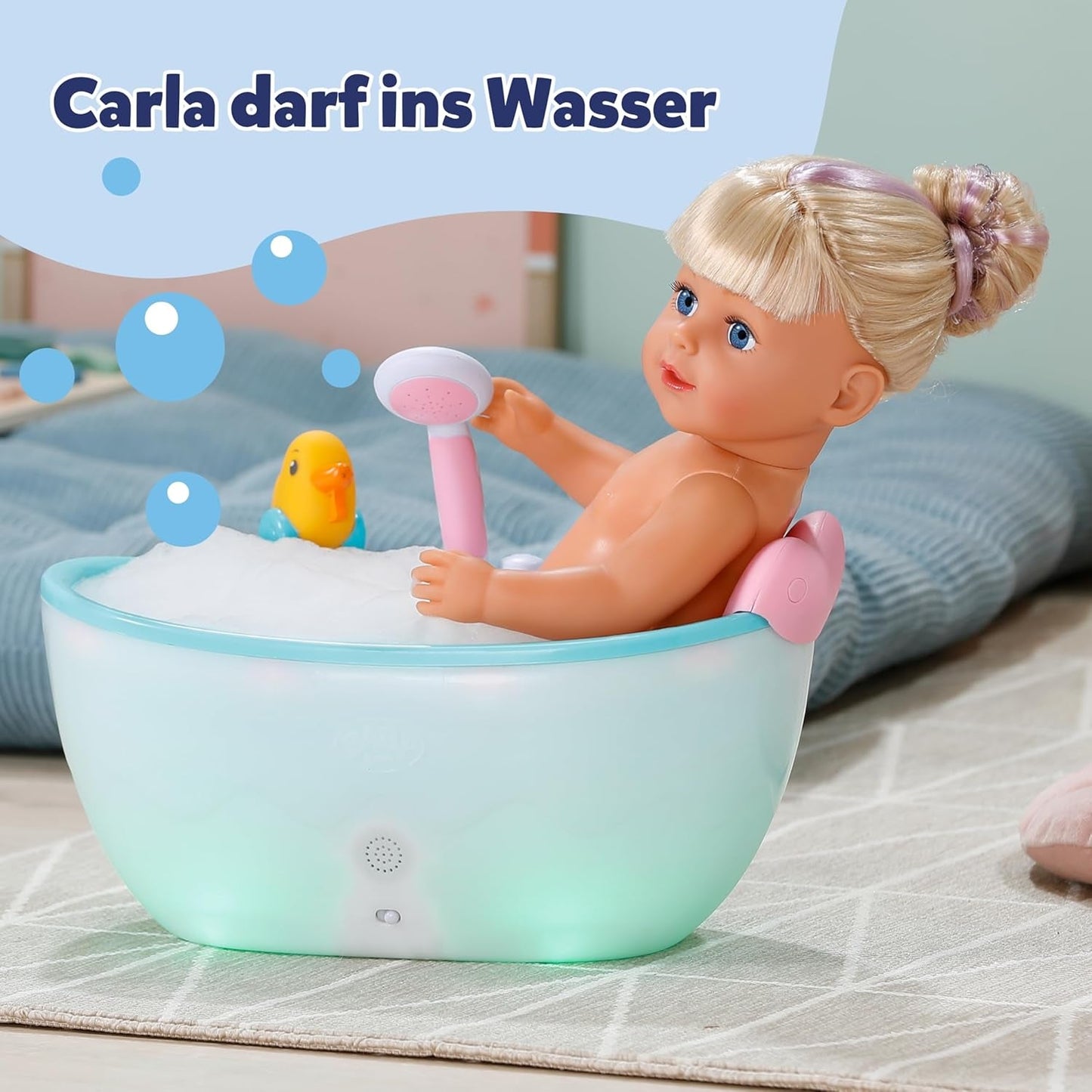 BABY born Carla - pop 43 cm - hoge kwaliteit blond haar met lokken - geen batterijen nodig - geschikt voor kinderen vanaf 4 jaar - inclusief 7 accessoires, roze