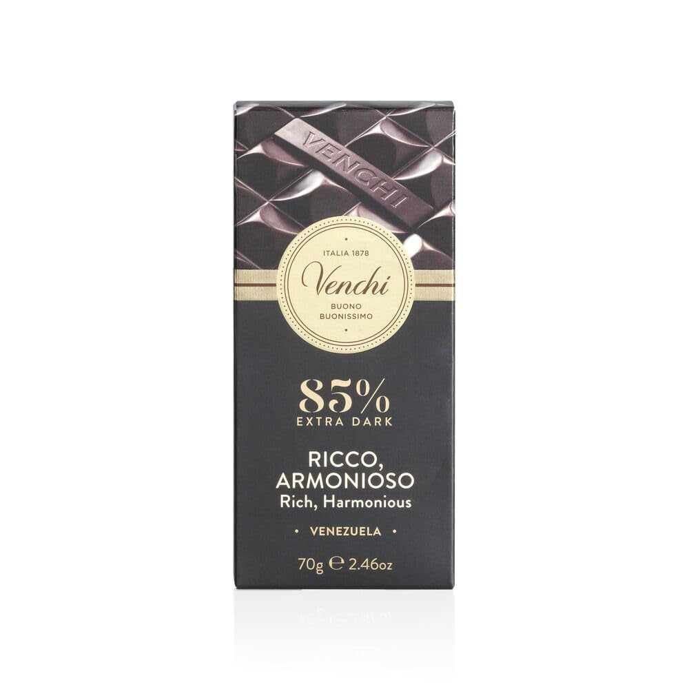 Venchi - Chocoladereep 85%, 70g - Met knapperige geroosterde cacaobonen - Glutenvrij - Veganistisch