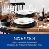 Villeroy & Boch - Manufacture Rock Blanc Geschirrset 6 teilig weiß, Spülmaschinenfest, Mikrowellensicher, Geschirr Modern, Starterset, Speiseteller, Pastateller, Müslischalen, Premium Porzellan