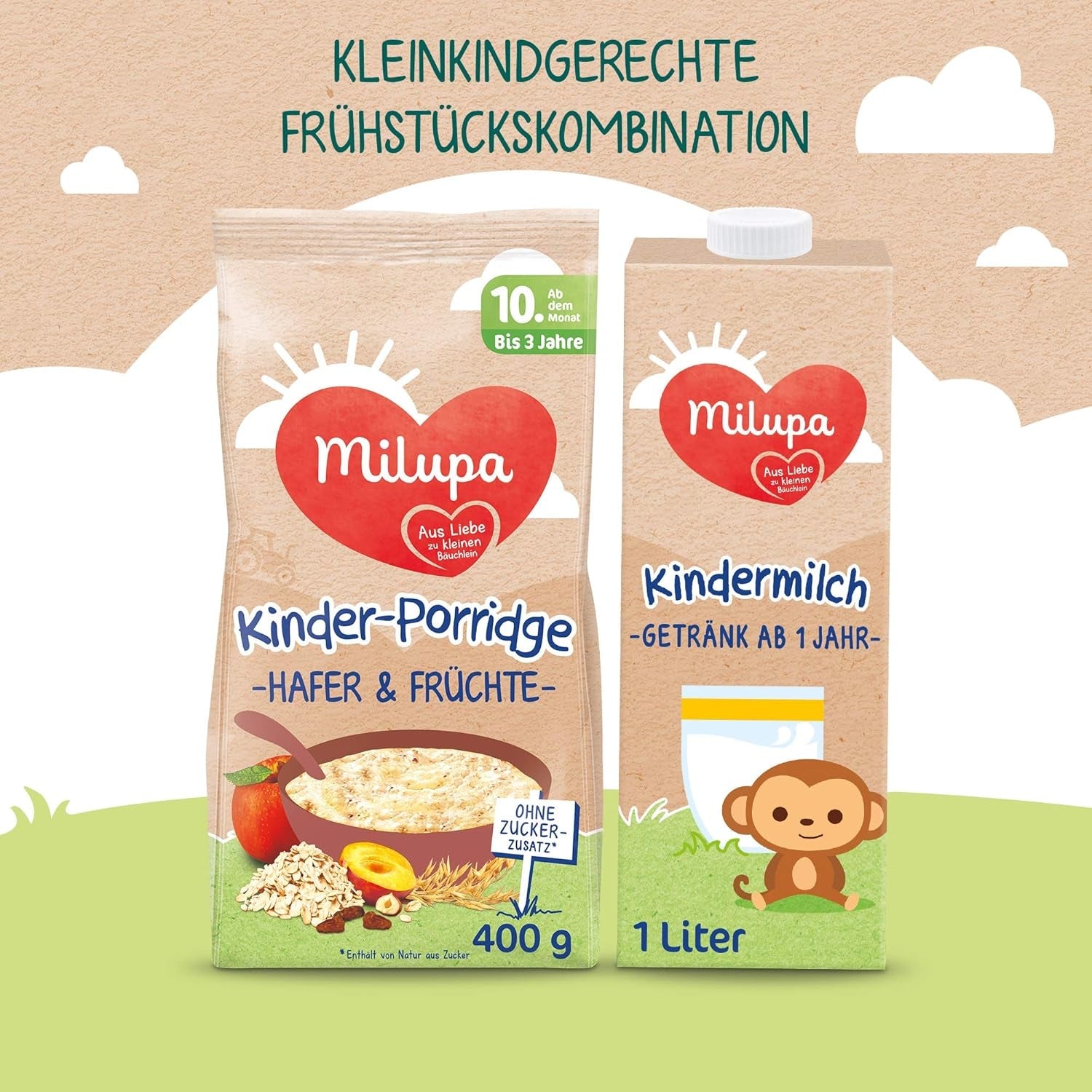 Milupa Babypap - Haver- en fruitpap 10 maanden tot 3 jaar babyvoeding 1 x 400 g (pak van 2)