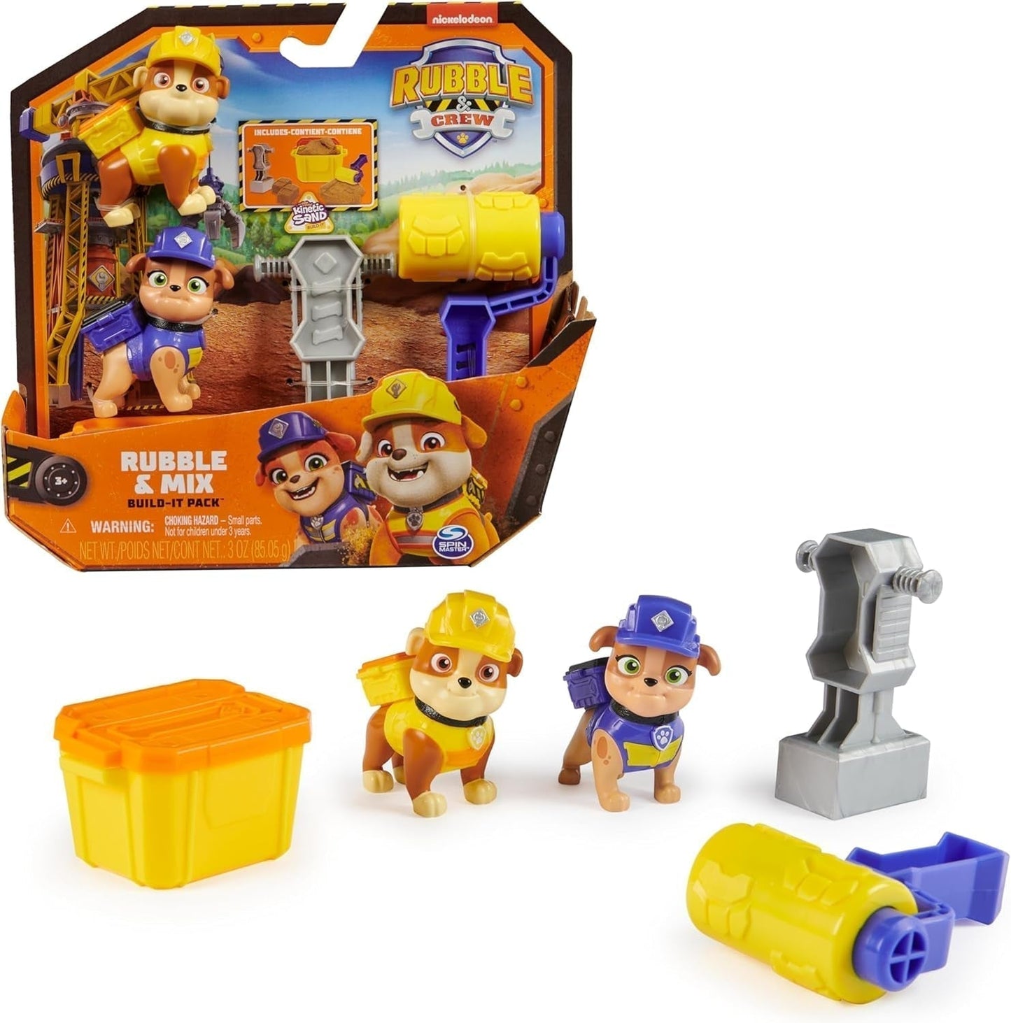 Rubble & Crew - Rubble & Mix figuur-actiefigurenset, 2 bouwspeelgoed en 85G kinetisch bouwzand, speelgoed geschikt voor actiefiguren vanaf 3 jaar Naty Shop Rubble Mix