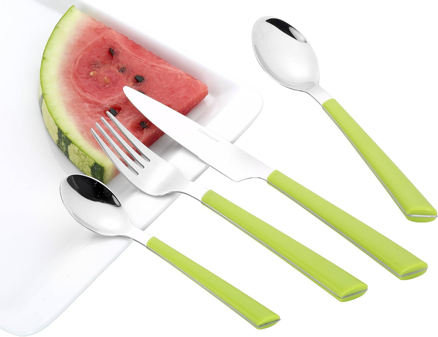 JANE bestek, gepolijst roestvrij staal 18/0, groene kunststof handgrepen, 24 delig Kitchen Naty Shop