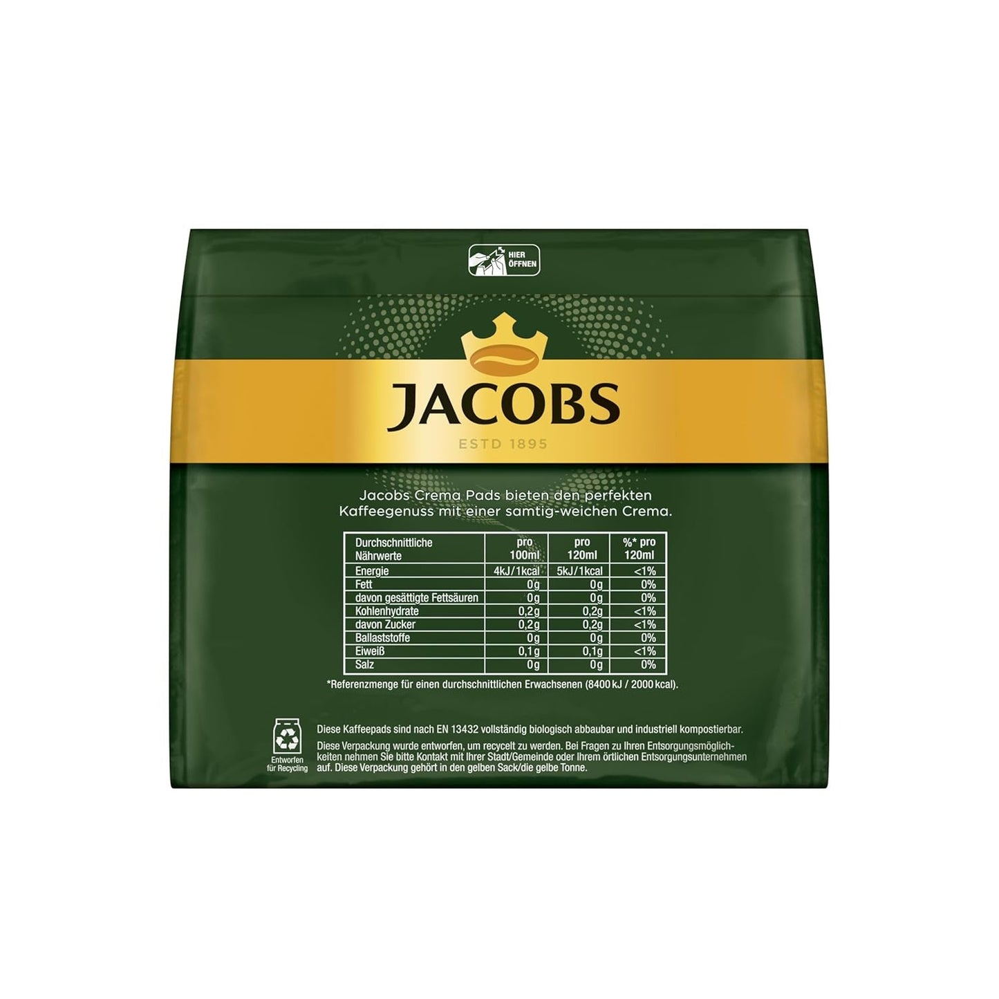 Jacobs Crema Balance Pads, Senseo-compatibele Pads, 5 x 18 Getränke, 90 Kaffeepads