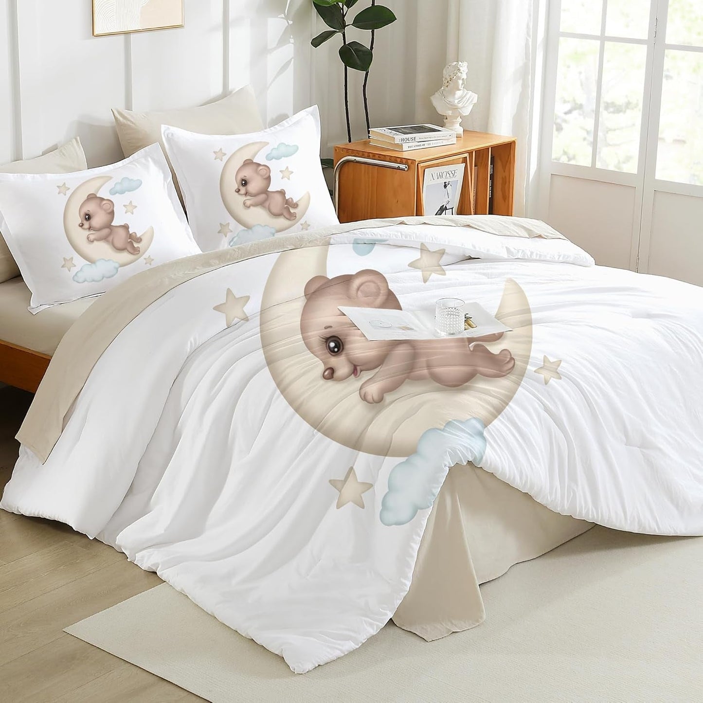 Beddengoed voor kinderen, verschillende maten en verschillende geanimeerde karakters Beddengoed - kinderen Naty Shop Teddybeer 135X200Cm+80X80Cm