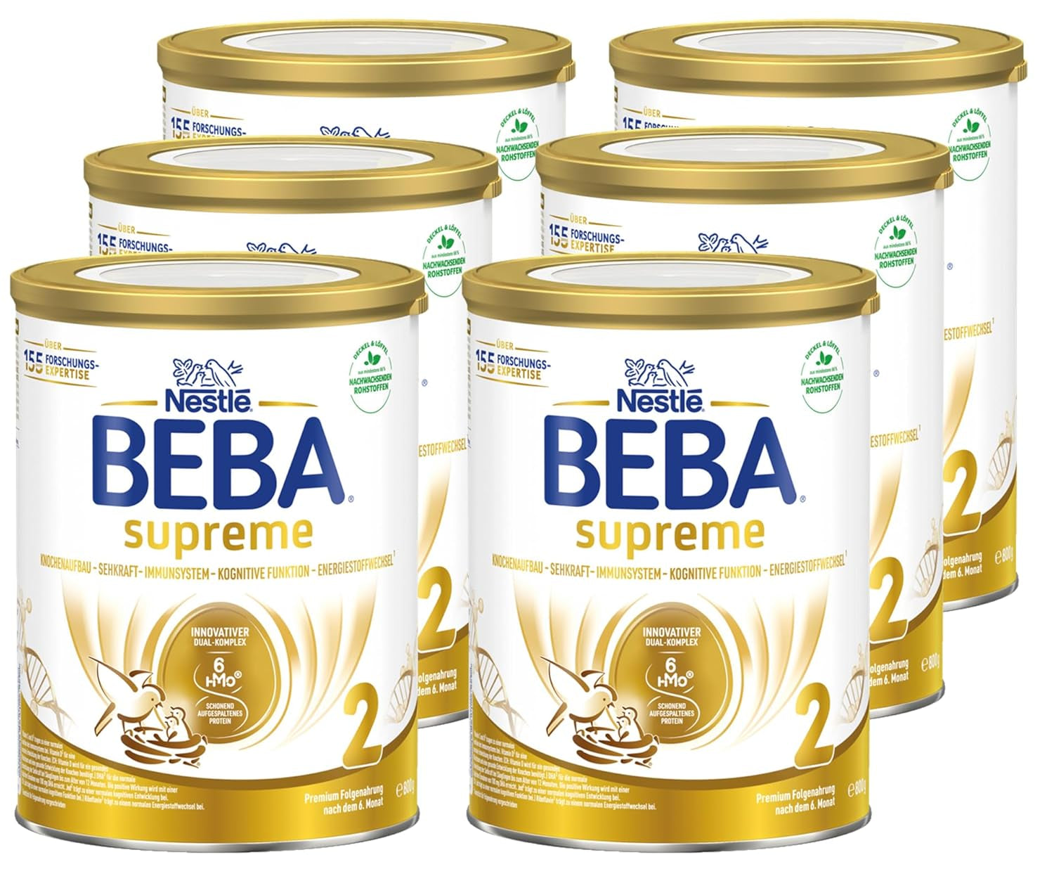 BEBA SUPREME 2 Opvolgmelk na 6 maanden, alleen lactose, palmolievrij, verpakking van 6 (6 x 800g) Naty Shop