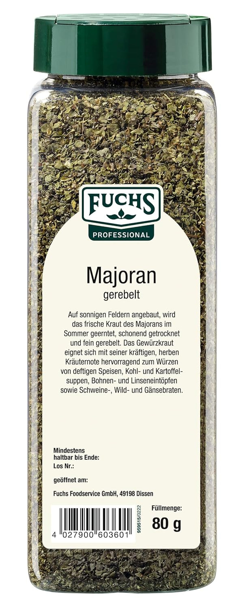 - Marjolein gerebelt | Met praktische Streuaufsatz | Zum Verfeinern von Bohnen- und Linseneintöpfen | 80 g grote streuer