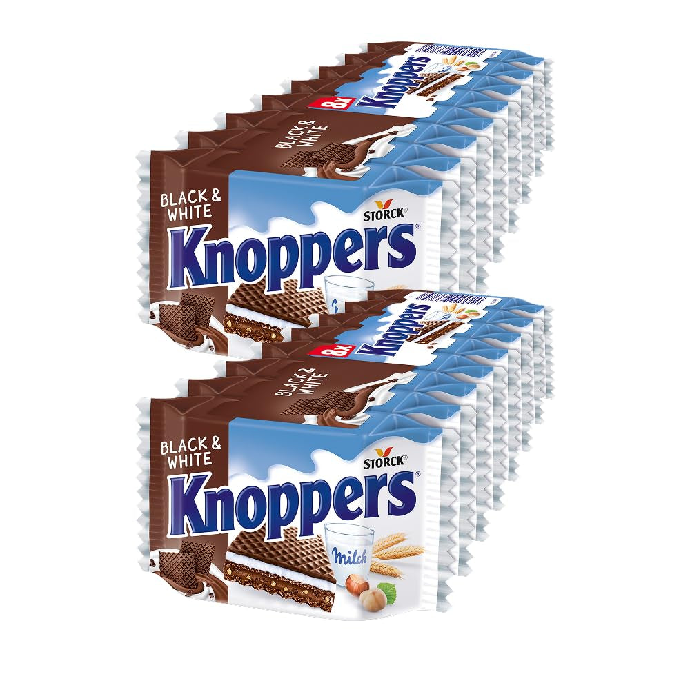 Zwart en Wit – 2 x 200 g (2 x 8 stuks) – Wafelschijfjes gevuld met donkere cacaowafels, stukjes zwart deeg, melk en nougatcrème