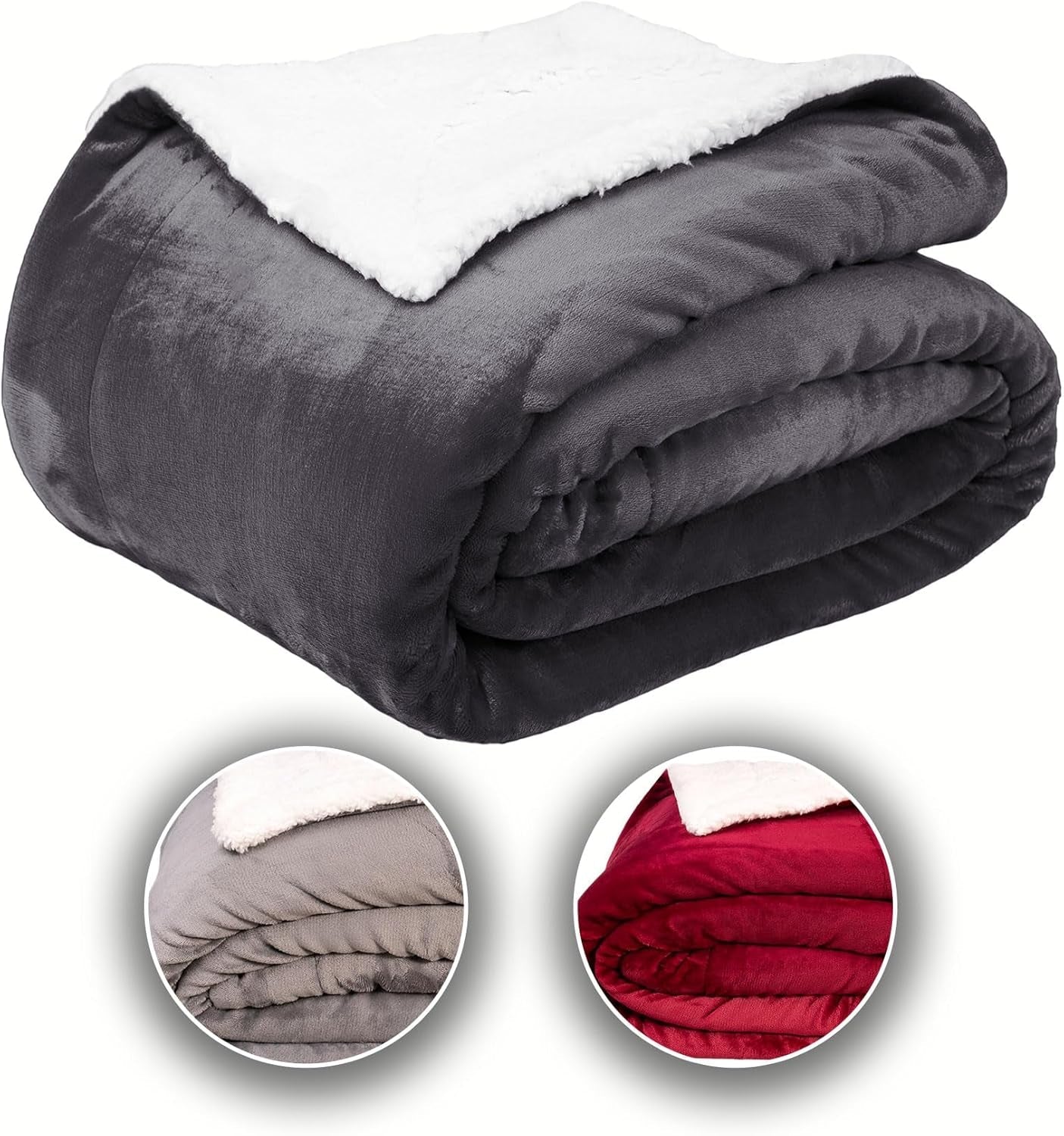 Komfortec comfortabele deken 150X200 Cm, Oeko-Tex gecertificeerde donzige fleecedeken, warme sherpadeken voor de bank, dikke deken voor de bank, bordeauxrode bedden en dekens Besuche den Komfortec-Store Antraciet 150 X 200 Cm