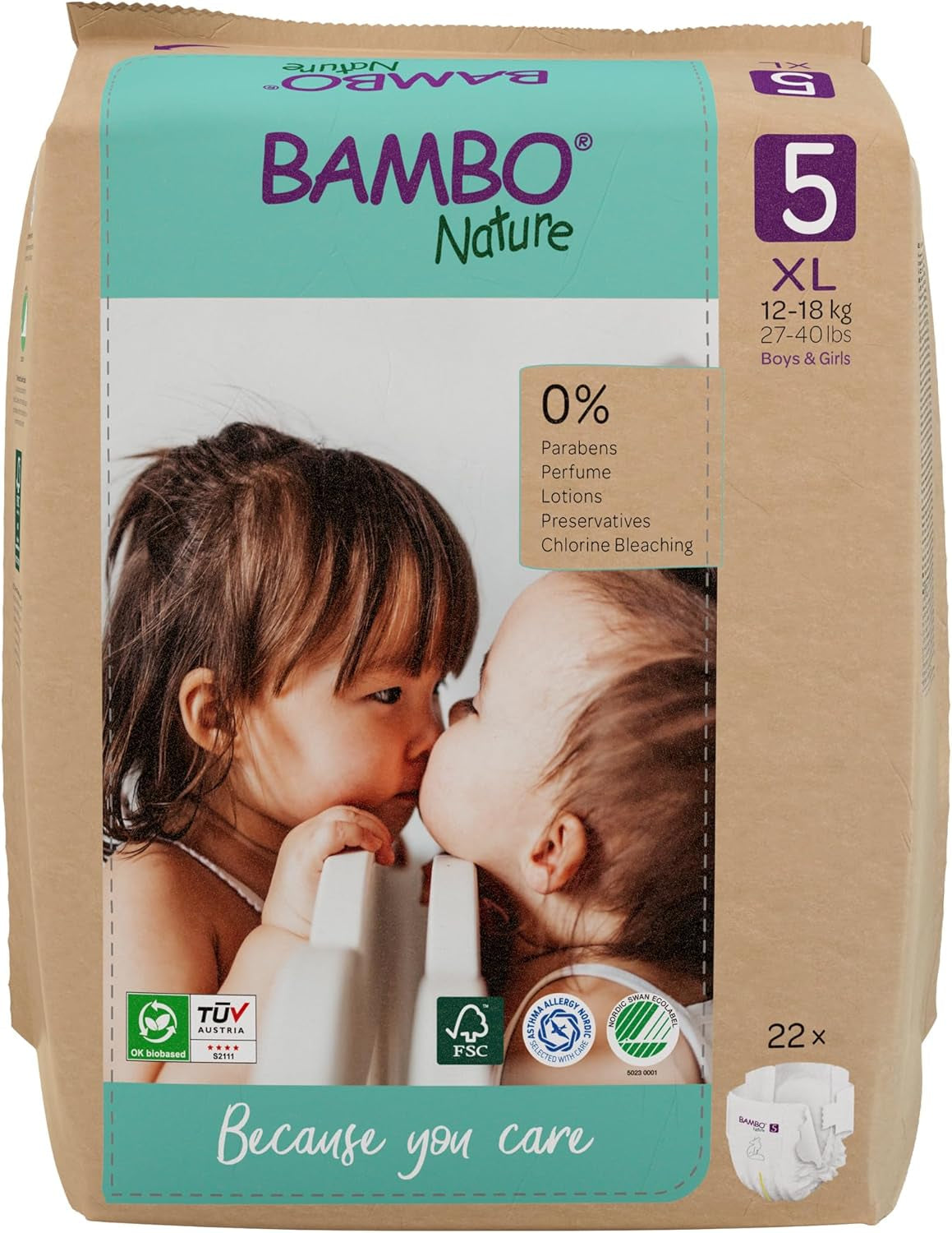 Bambo Nature Babyluiers, maat 1 (2-4 kg), maanddoos van 132 stuks | Premium luiers met verbeterde lekbescherming | Ultiem comfort en vrijheid voor pasgeborenen | Dermatologisch geteste luiers