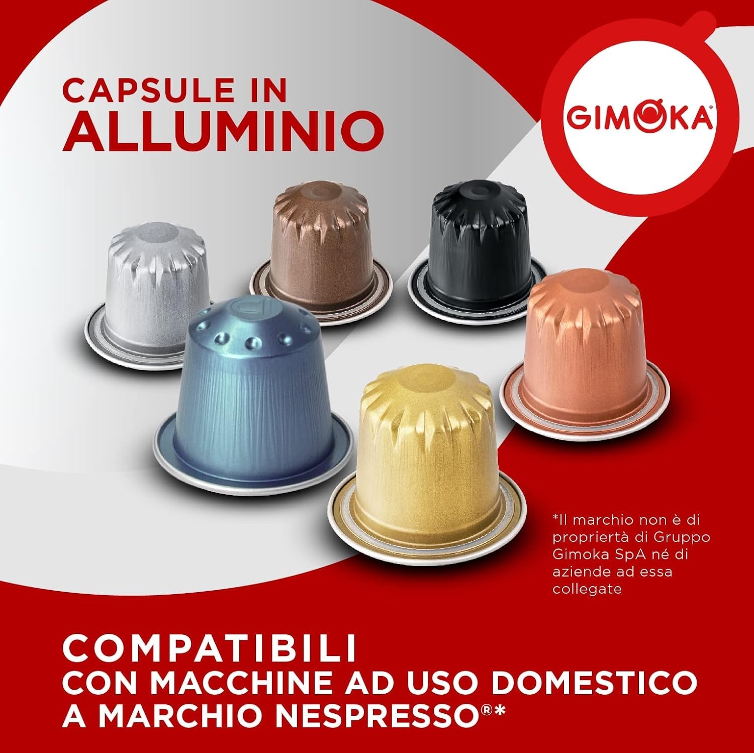 Gimoka Kaffeekapseln Espresso Ristretto, Intensität 11/13-100 Kapsel aus Aluminium - Compatibel met Nespresso* Haushalts-Espressomaschinen - 100 Stück (10 x 10 Getränke) - Hergestellt in Italien