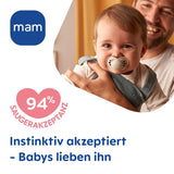 MAM Original Day & Night Matt Fopspeen | 6-16 maanden | Acceptatie 94% | Babyfopspeen helpt ongewenste uitlijning van de tanden te voorkomen | Ontwikkeld samen met tandartsen | Siliconen SkinSoft | Vos/Maan | Pakket van 4
